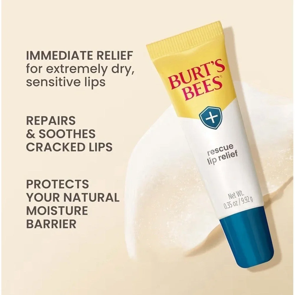 Burt's Bees Rescue Lip Relief Natural Healing Balm, 9.92 g -‎ 2 Pack Set